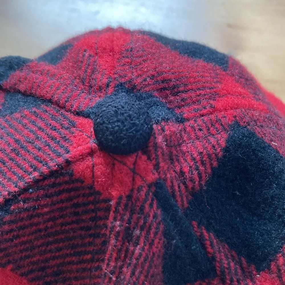 Child’s Red Black Buffalo Plaid Suede Baseball Cap Adjustable